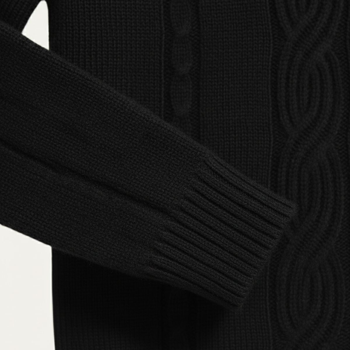 Bram | Men's Cable Knit Turtleneck Sweater Black
