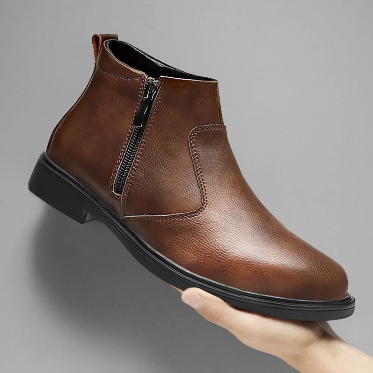 Kael | Men's Leather Chelsea Boots Brown Side Zip