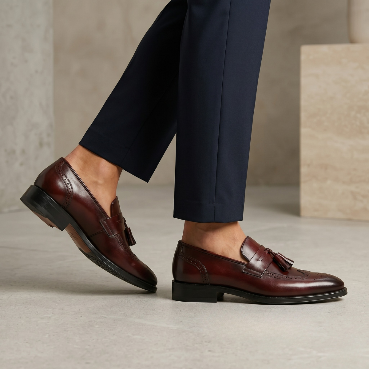 Dama Washington Viareggio men's leather tassel loafer red - front view