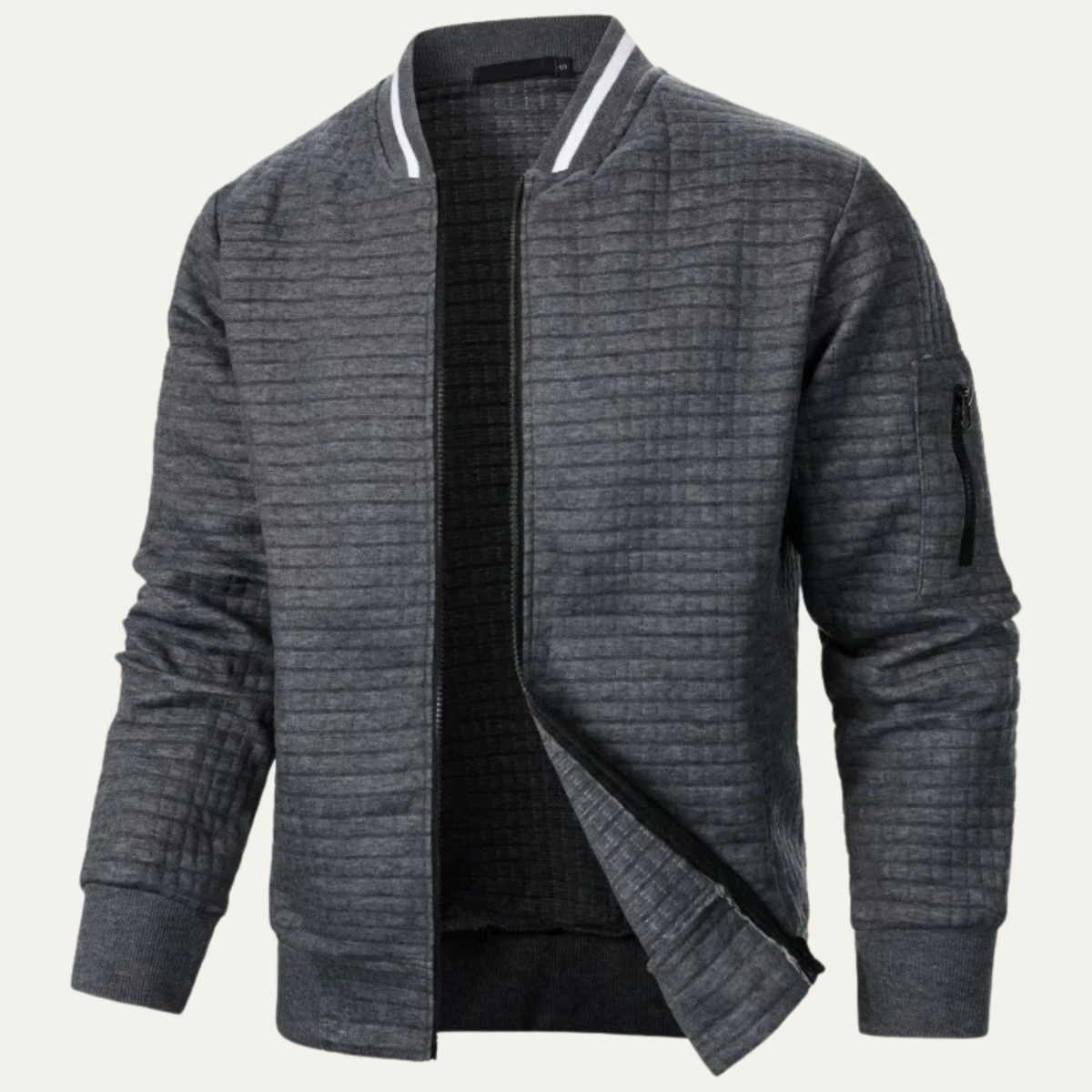 Voss | Men's Quilted Bomber Jacket Charcoal Gray Lightweight