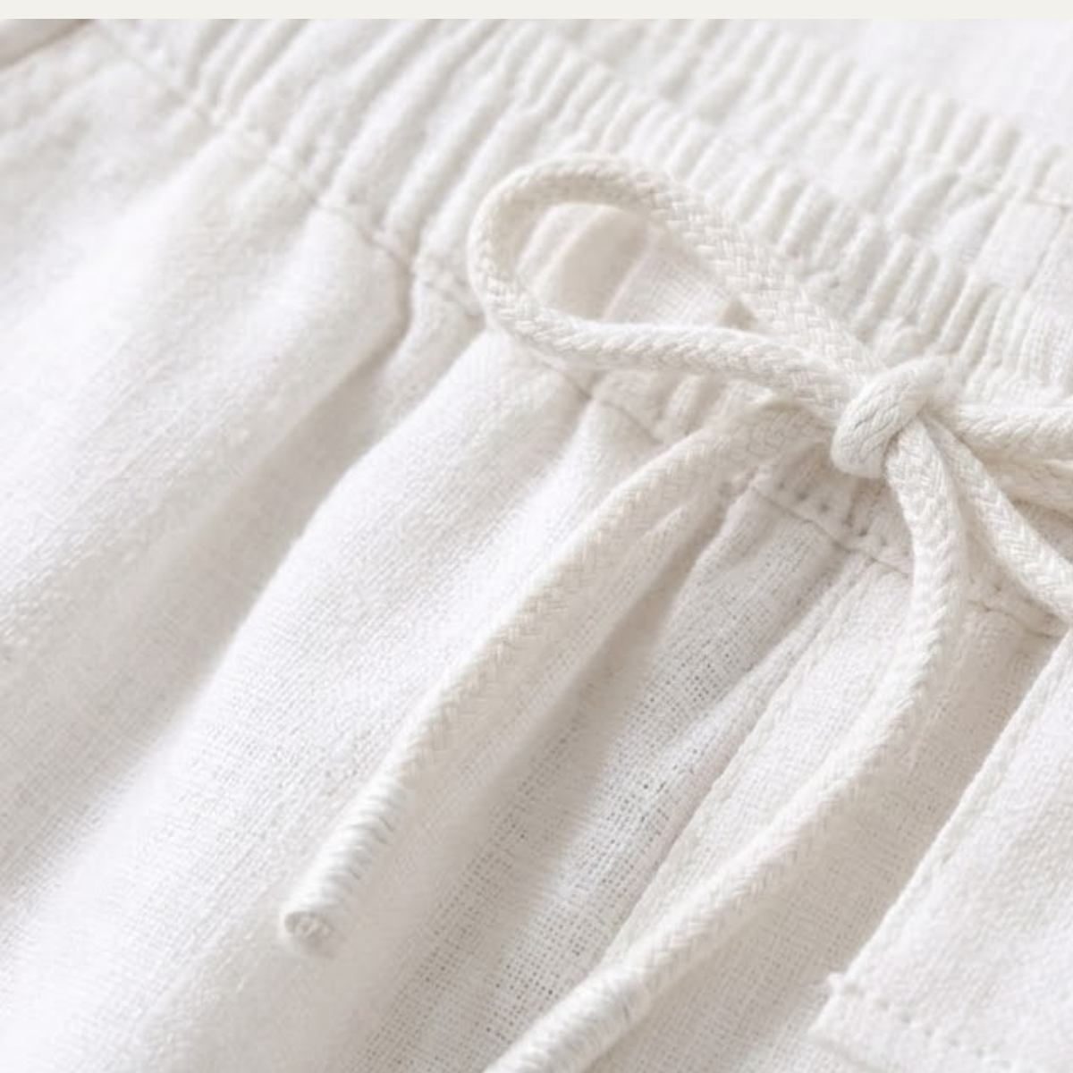 Ash | Men's Casual Linen Pants Cream Drawstring