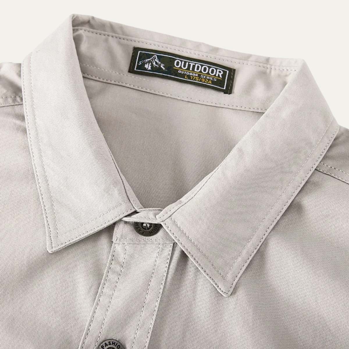 Axel | Men's Casual Button Up Cargo Shirt Cream Long Sleeve