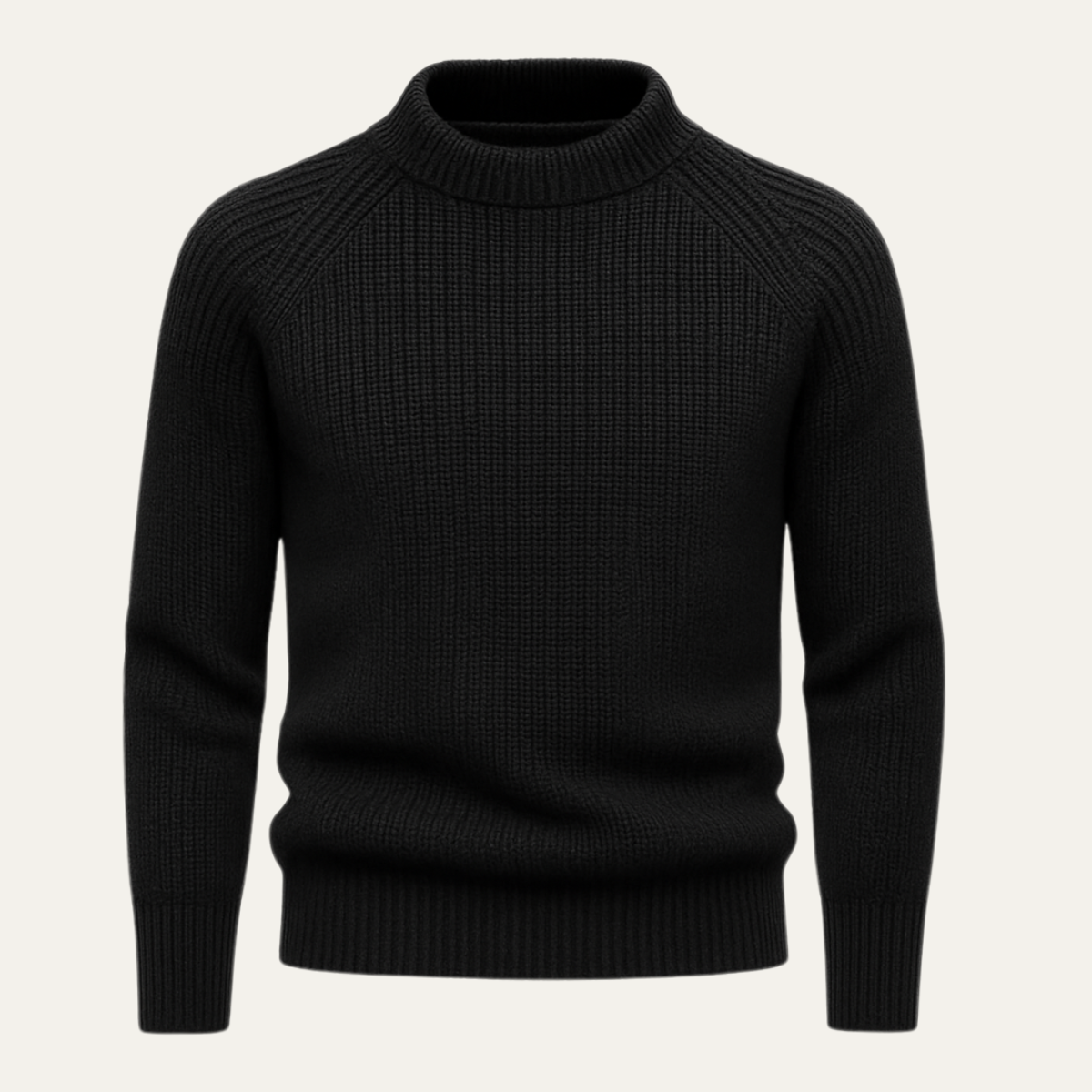 Bram | Men's Crew Neck Sweater Cream Ribbed Knit