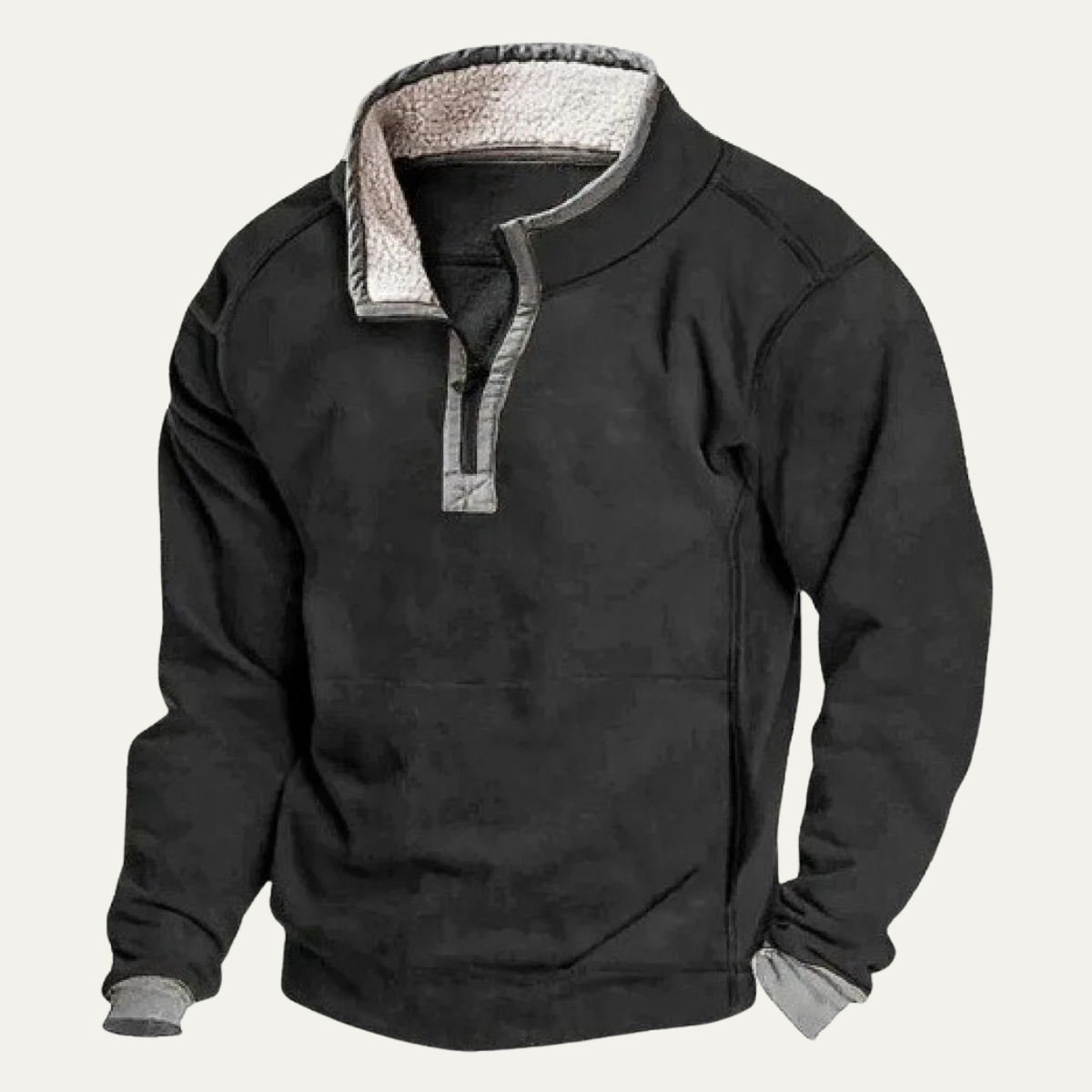 Bram | Men's Quarter Zip Sherpa Sweatshirt Tan Fleece Lined