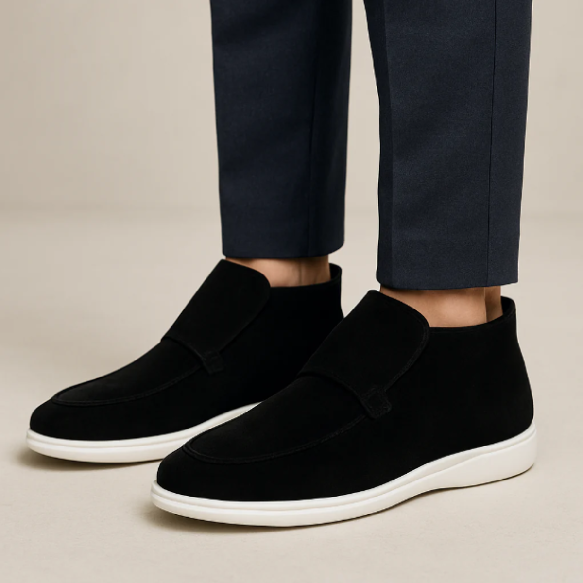 Silas | Men's Suede Loafer Slip On Brown White Sole