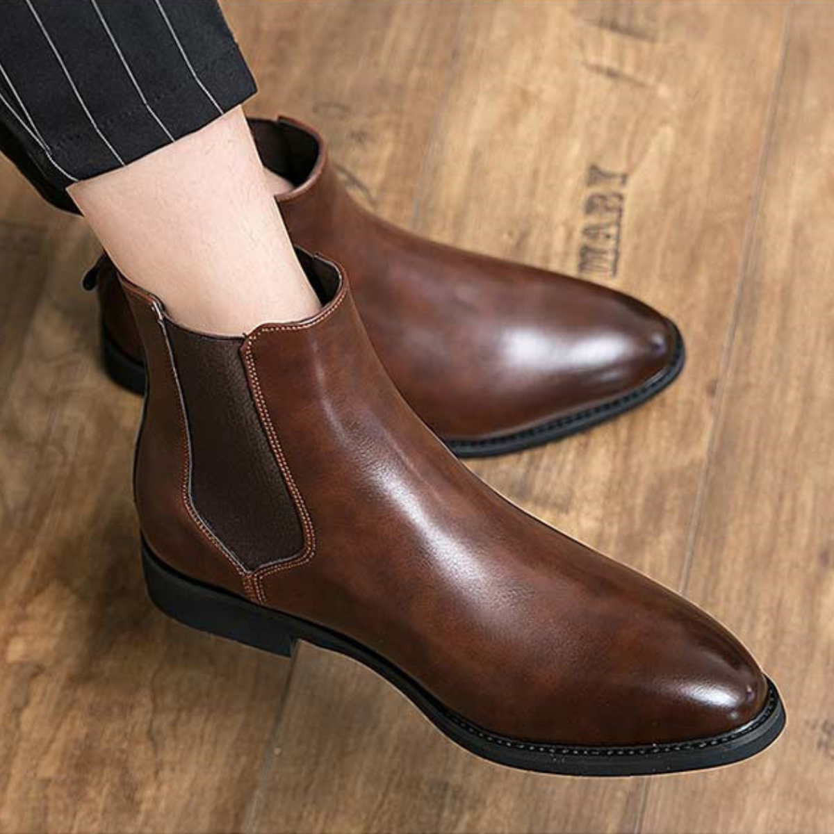 Beau | Men's Chelsea Boots Brown Leather Smart Casual