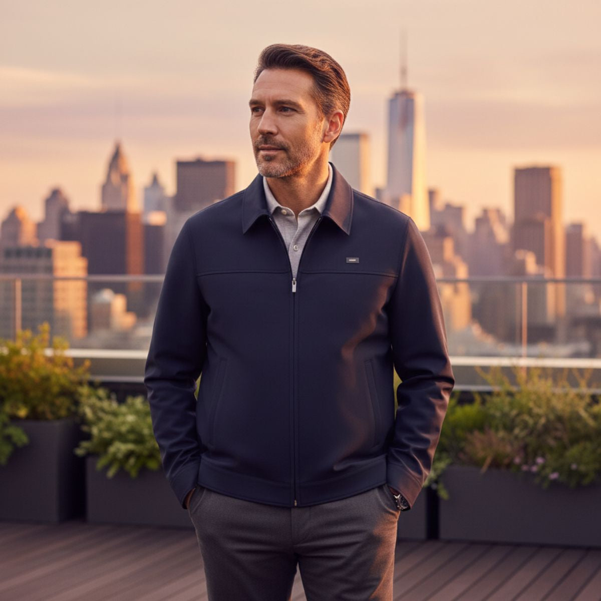Axel | Men's Casual Harrington Jacket Brown
