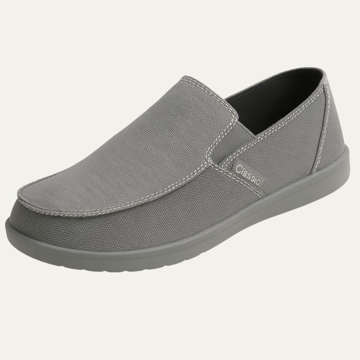 Ines | Men's Canvas Slip On Loafer Gray Comfort Shoes