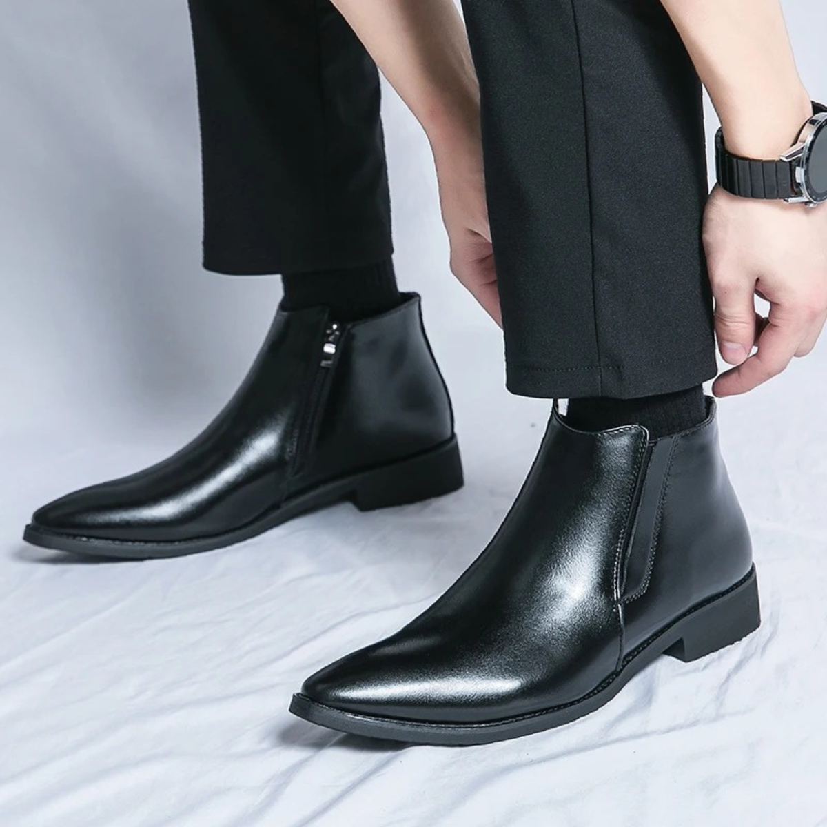 Ash | Men's Black Leather Chelsea Boots Slip On