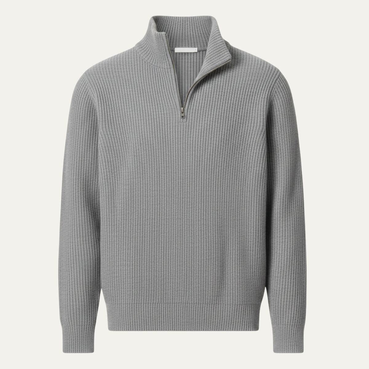 Luca | Men's Quarter Zip Sweater Black Ribbed Knit