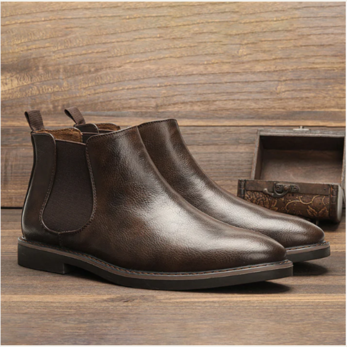 Axel | Men's Chelsea Ankle Boots Brown Leather