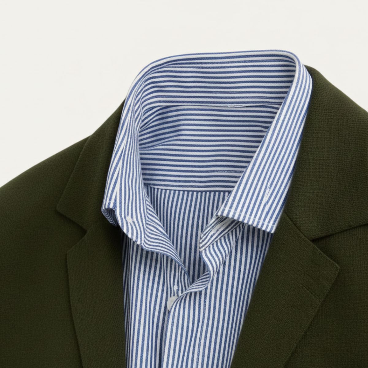 Hugo | Men's Smart Casual Linen Blazer Olive Green Stripe Shirt