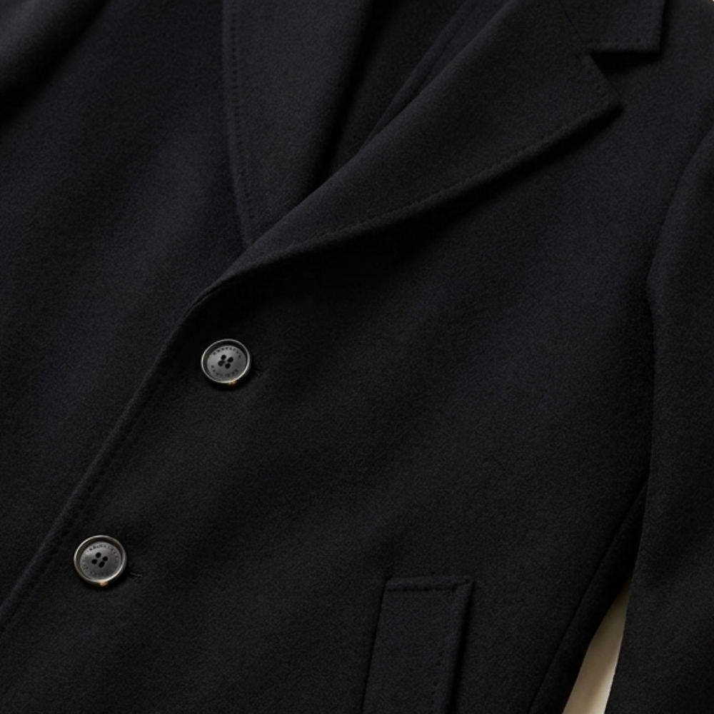 Dama Washington Voss men's overcoat black wool long single breasted - view 4