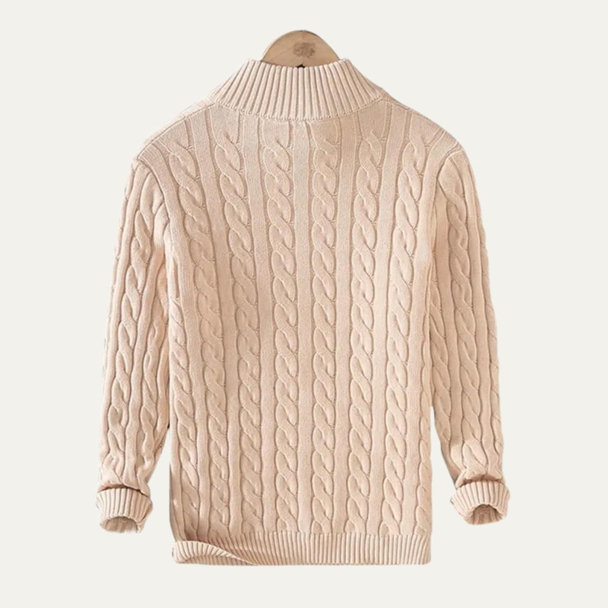 Luca | Men's Cable Knit Half Zip Sweater Cream
