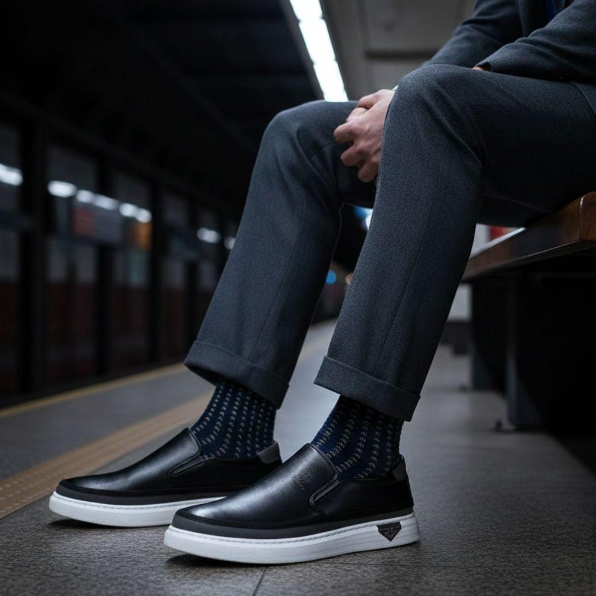 Beau | Men's Casual Slip On Shoes White Leather