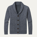 Dama Washington Bram men's shawl collar cardigan gray cashmere wool blend - front view