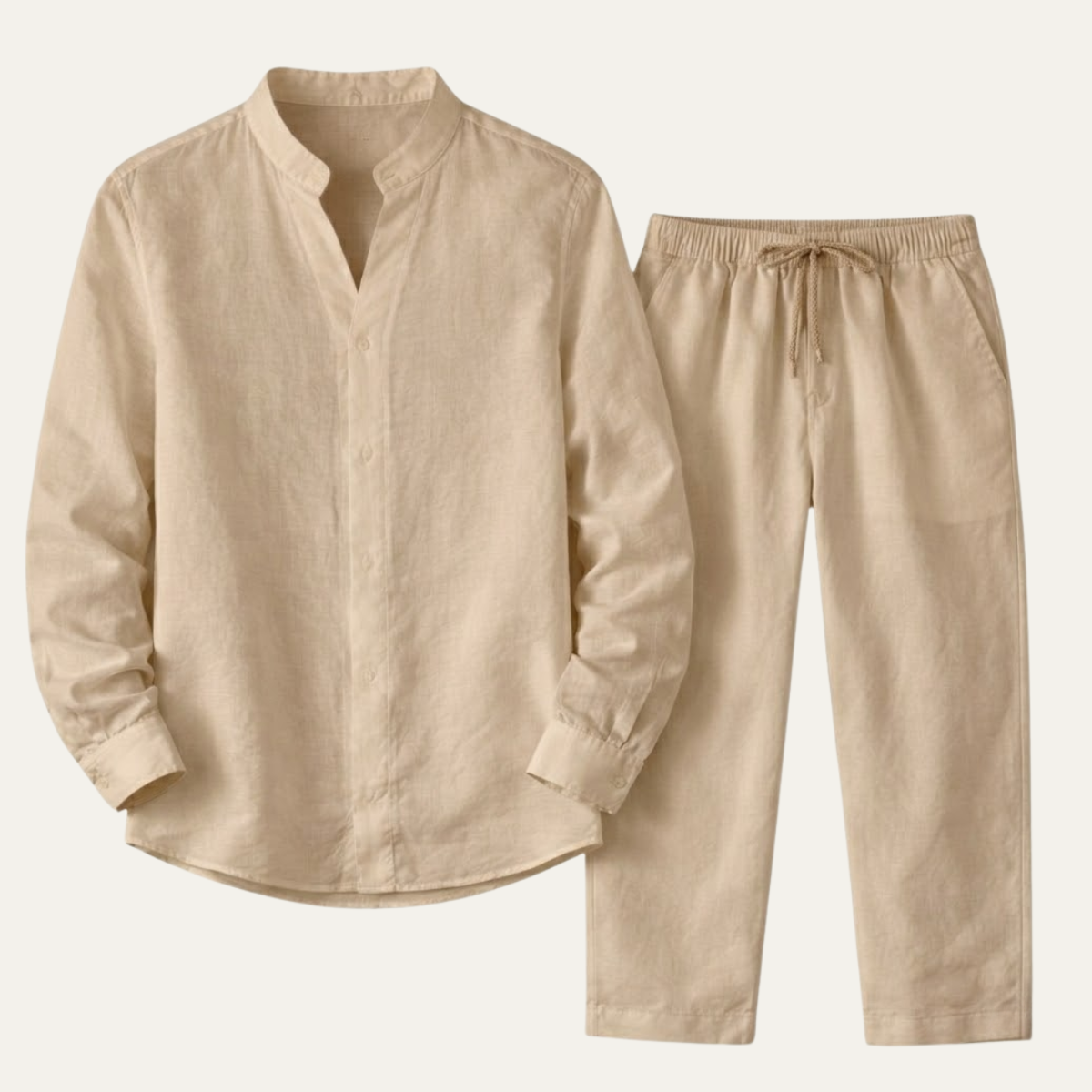 Ash | Men's Casual Linen Pants Cream Drawstring