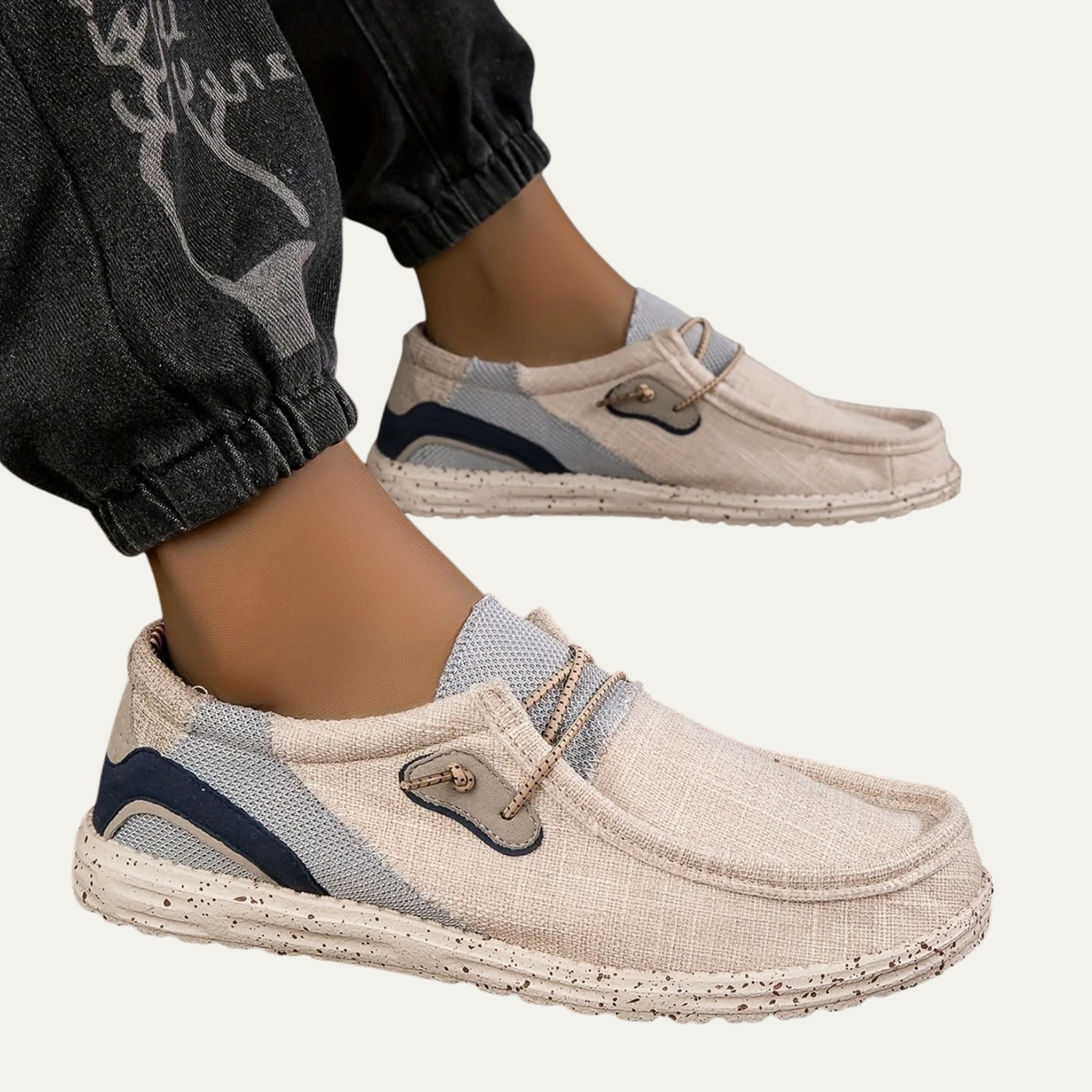 Faye | Women's Canvas Loafer Mule Cream Comfort Slip On