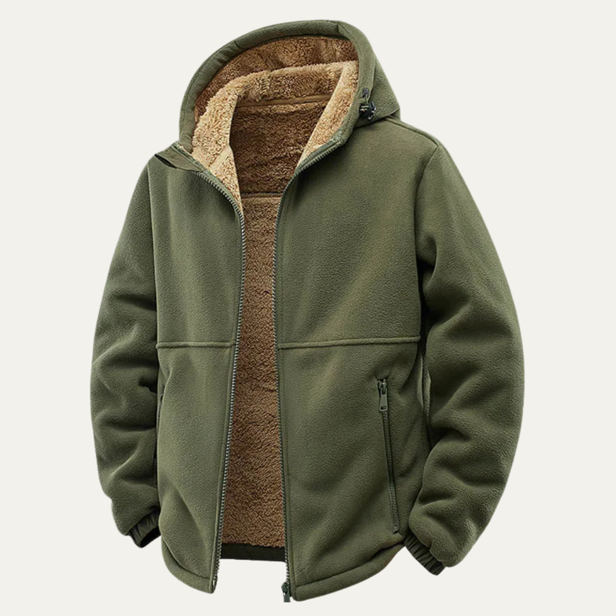 Beau | Men's Sherpa Fleece Zip Up Hoodie Tan