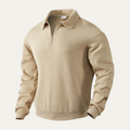 Dama Washington Beau men's quarter zip sweater cream textured pullover - front view