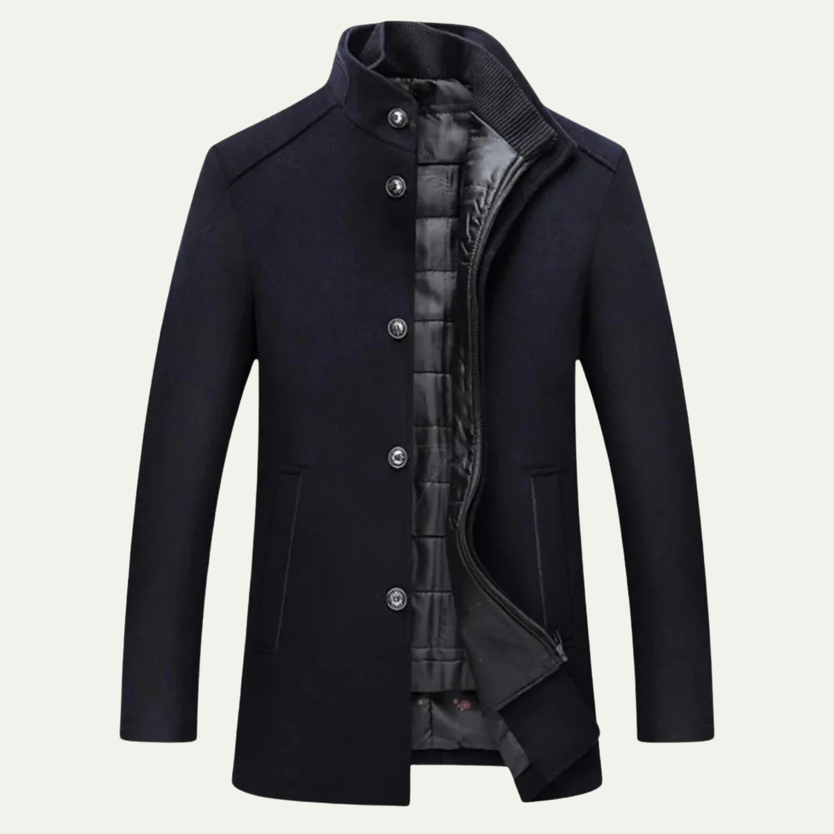 Callum | Men's Wool Blend Overcoat Brown Button Front