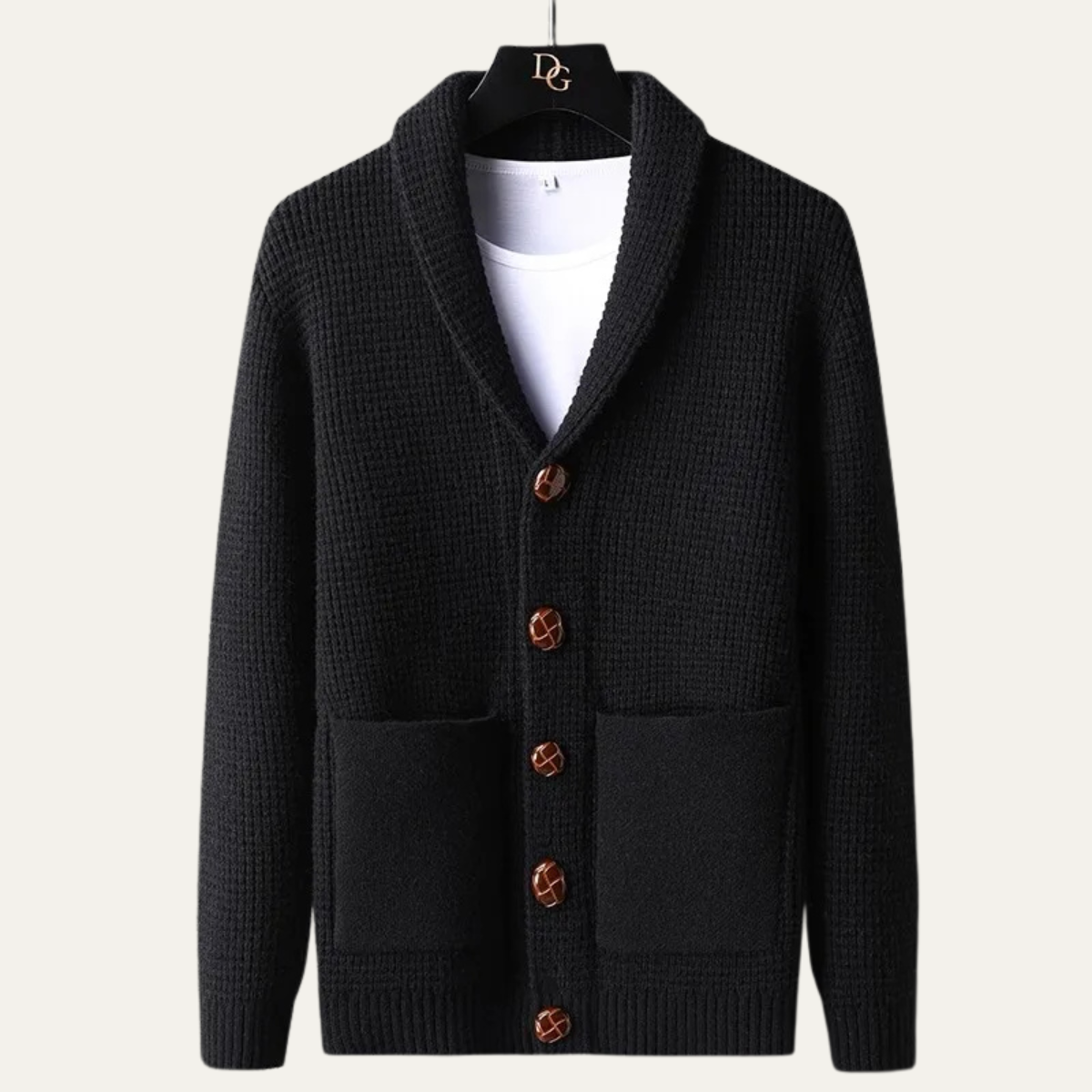 Bram | Men's Shawl Collar Cardigan Light Blue Knit Button Up