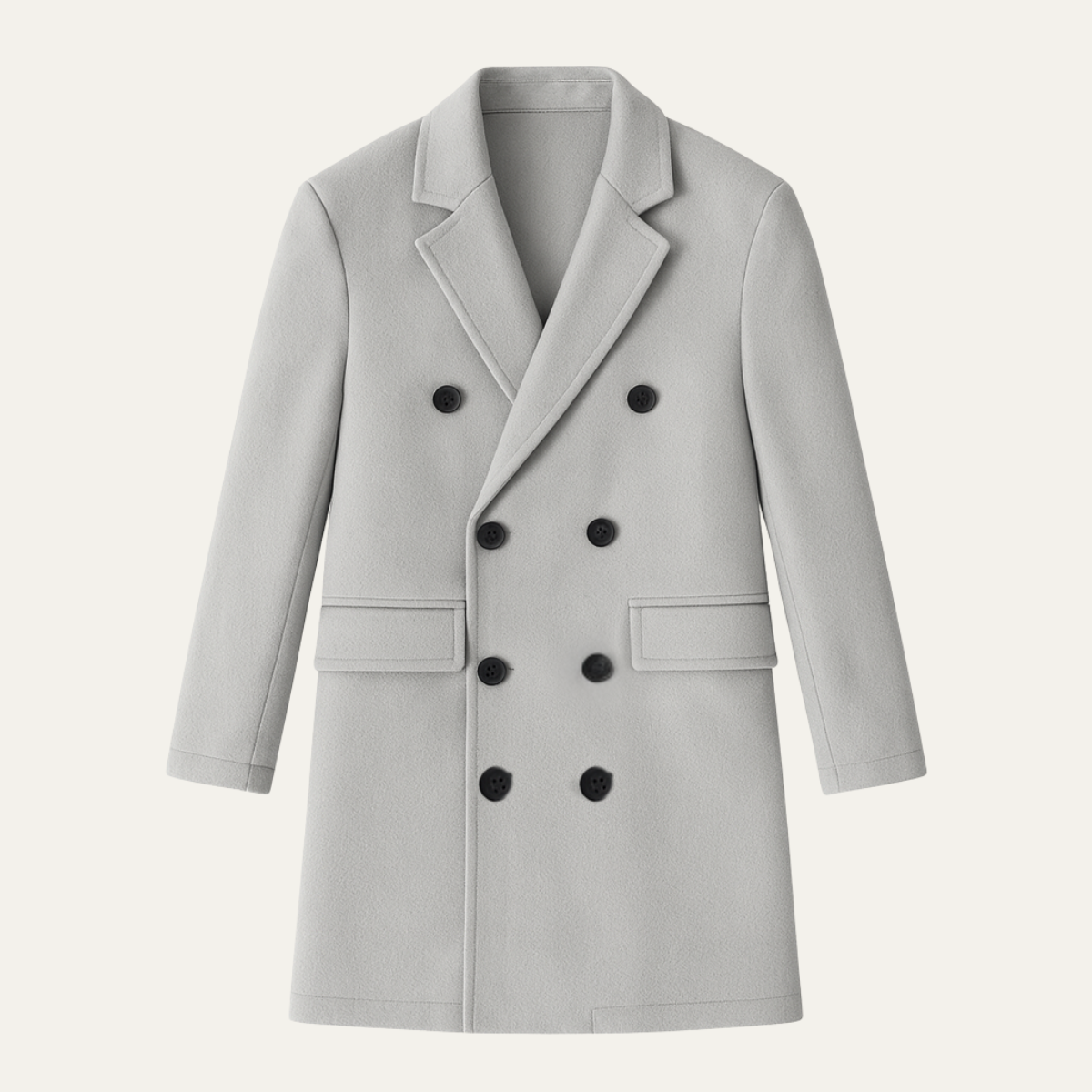 Voss | Men's Double Breasted Wool Coat Cream Long