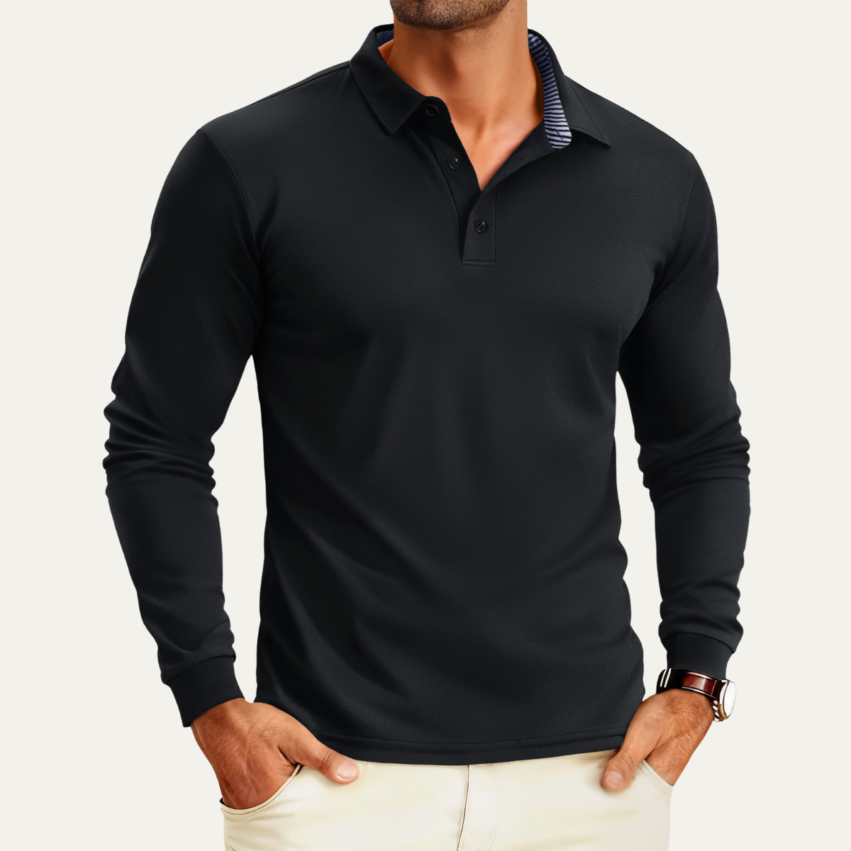 Sage | Men's Long Sleeve Polo Shirt Olive Green