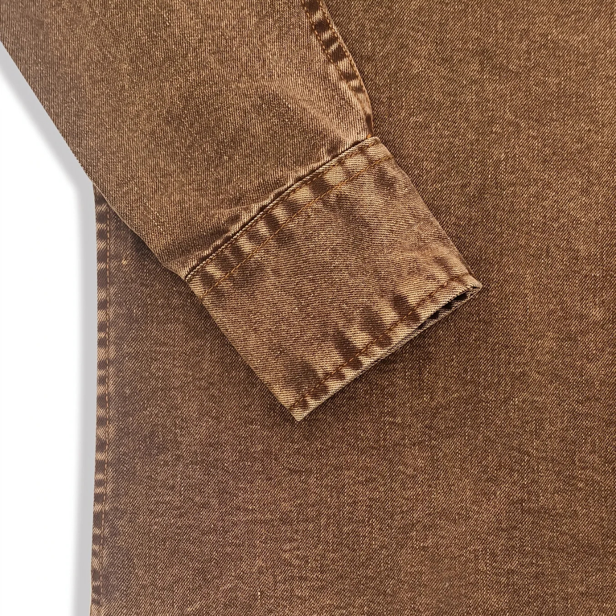 Bram | Men's Denim Shirt Brown Long Sleeve Vintage Wash