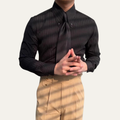 Dama Washington Axel men's pinstripe dress shirt black long sleeve - front view