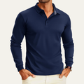 Dama Washington Axel men's long sleeve polo shirt navy - front view