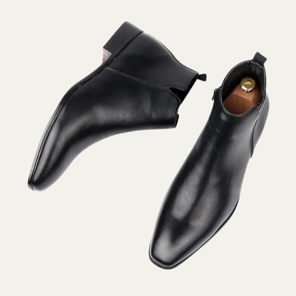 Ezra | Men's Black Leather Chelsea Ankle Boots Zip