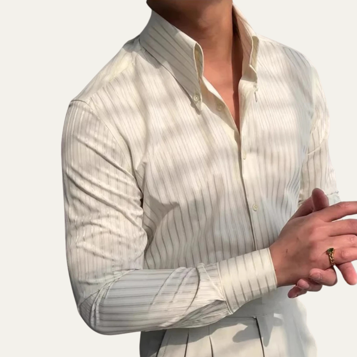 Axel | Men's Pinstripe Dress Shirt Black Long Sleeve