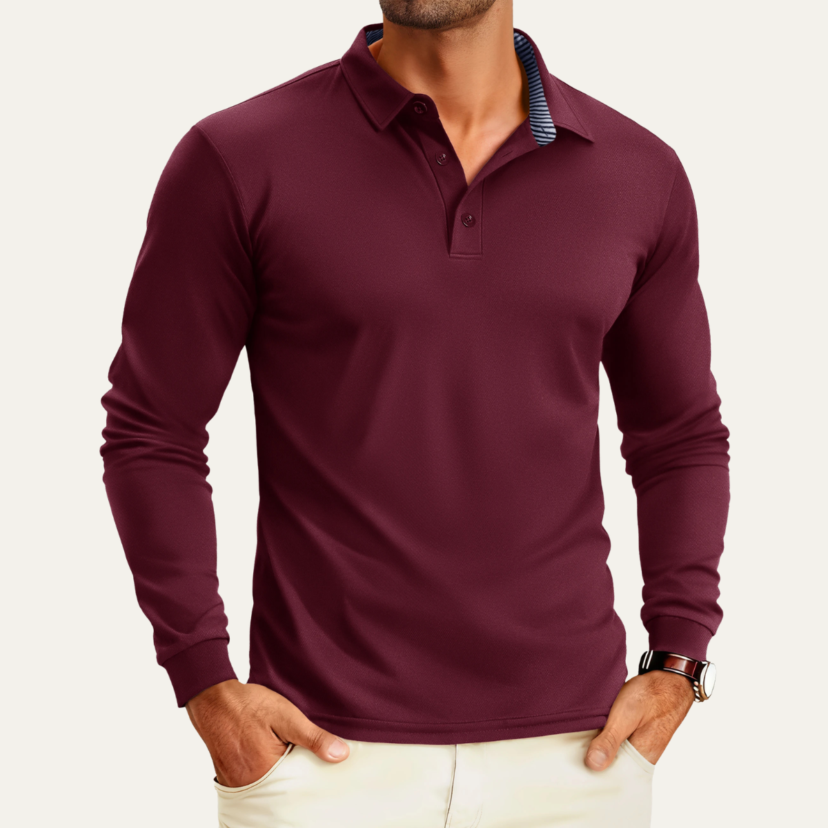 Axel | Men's Long Sleeve Polo Shirt Navy