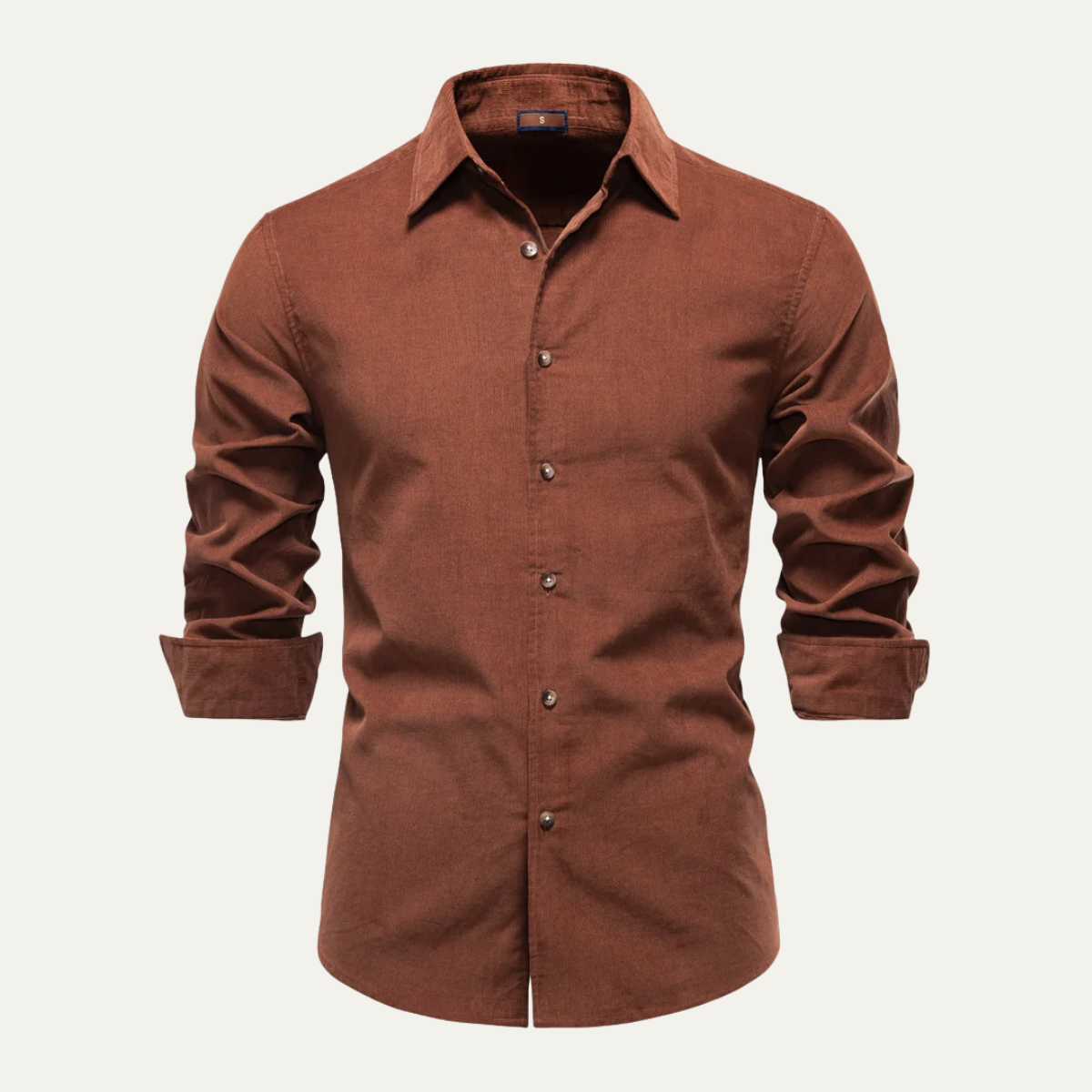 Beau | Men's Button Up Shirt Rust Corduroy Long Sleeve