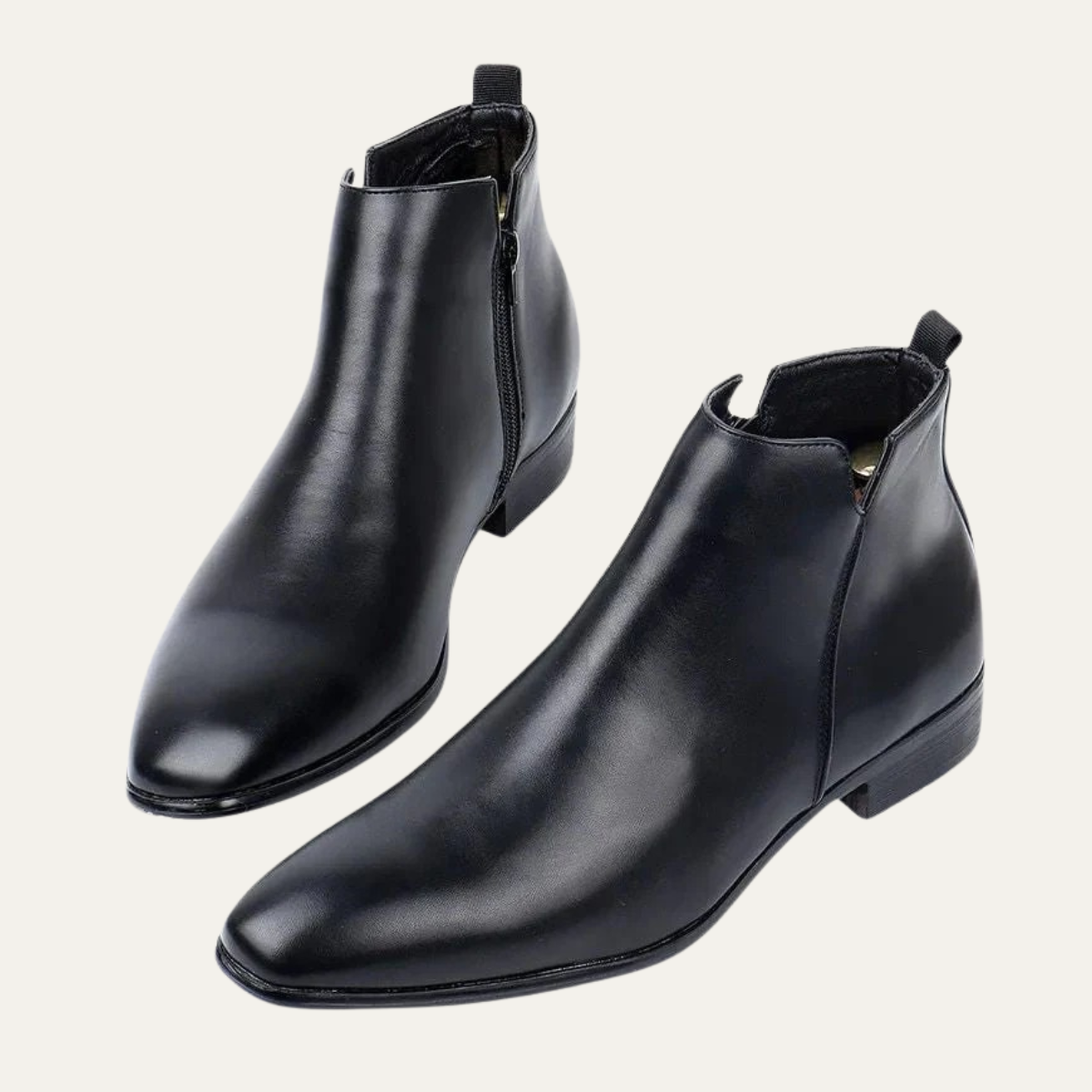 Ezra | Men's Black Leather Chelsea Ankle Boots Zip