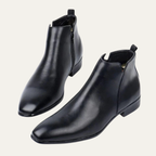 Dama Washington Ezra men's black leather chelsea ankle boots zip - front view