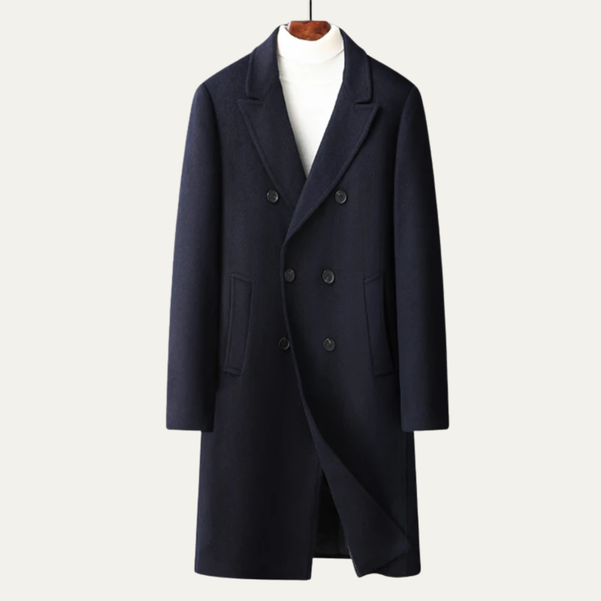 Bram | Men's Double Breasted Wool Coat Gray Long