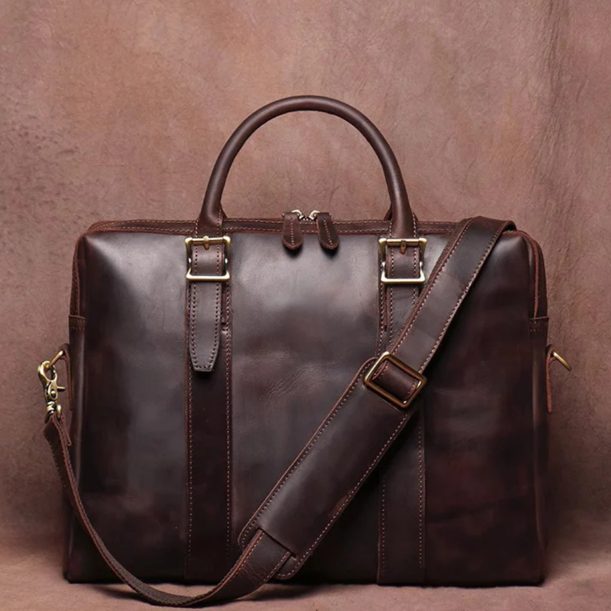Dama Washington Villefranche vintage genuine leather bag dark brown - front view