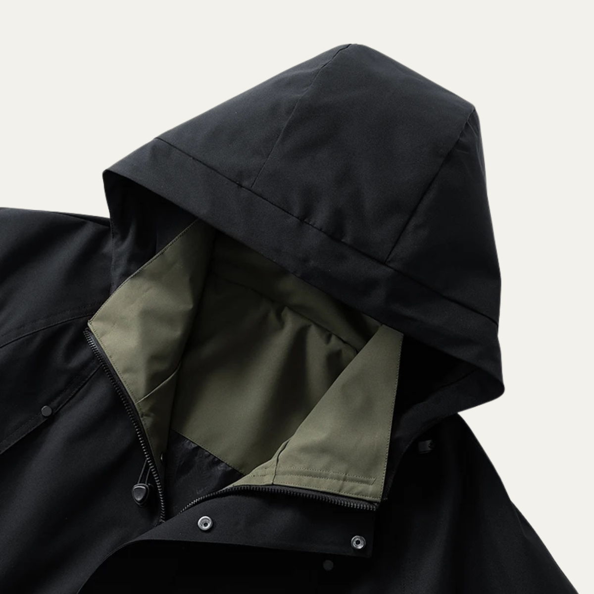 Ada | Men's Windproof Rain Jacket Black Hooded Outdoor