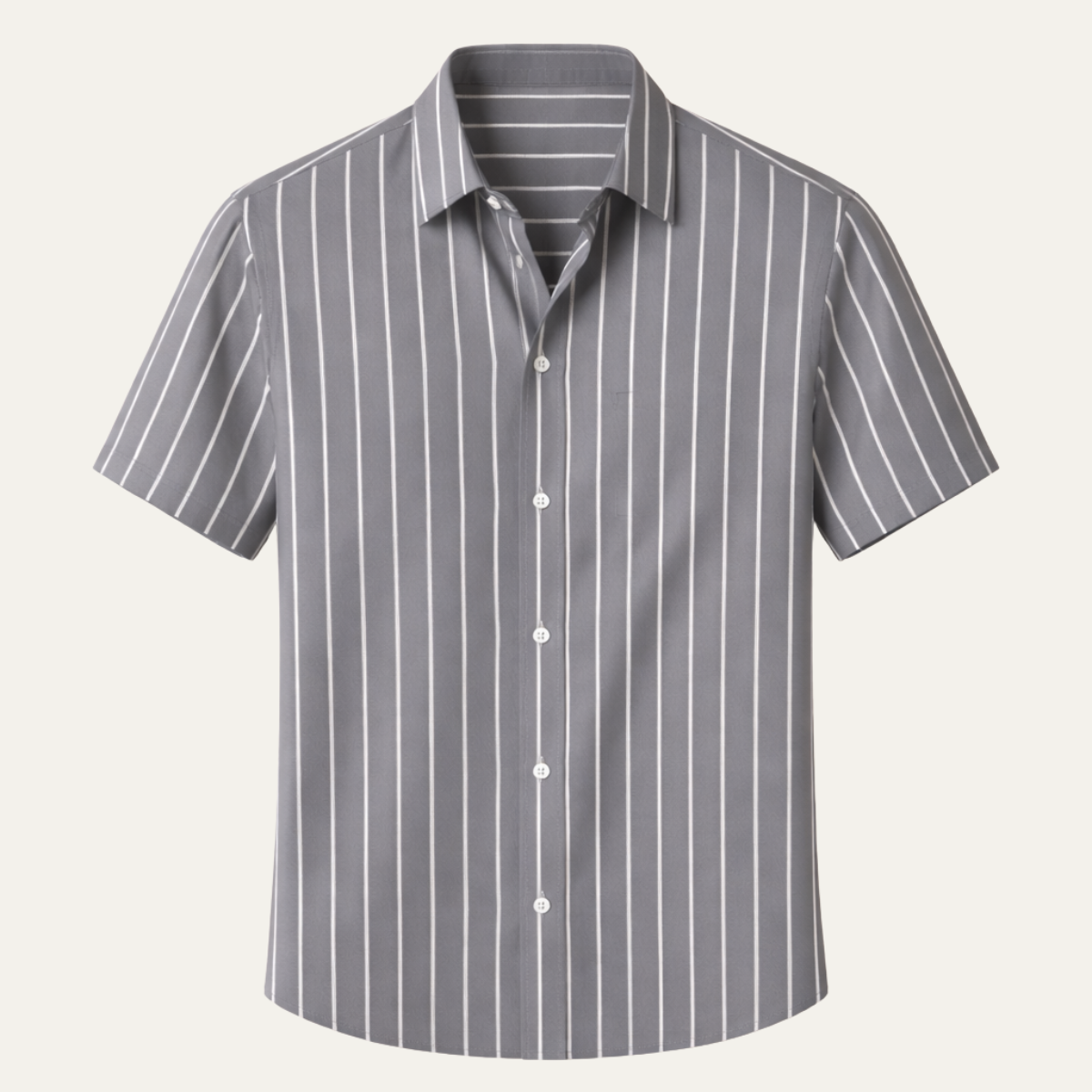 Kai | Men's Pinstripe Short Sleeve Button Up Shirt Gray