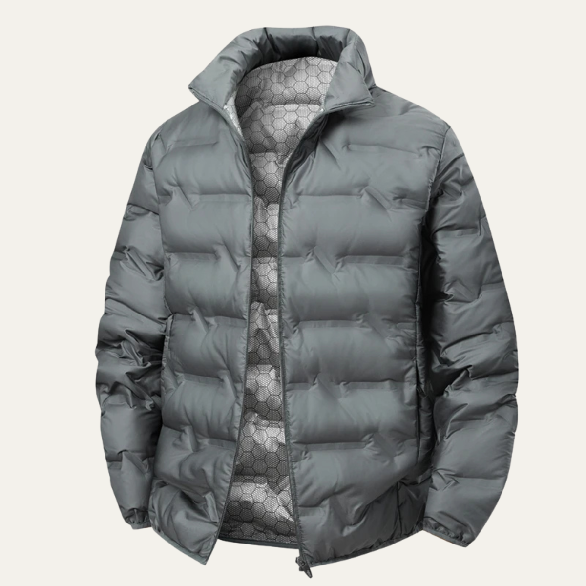 Beau | Men's Puffer Jacket Black Quilted Warm Winter