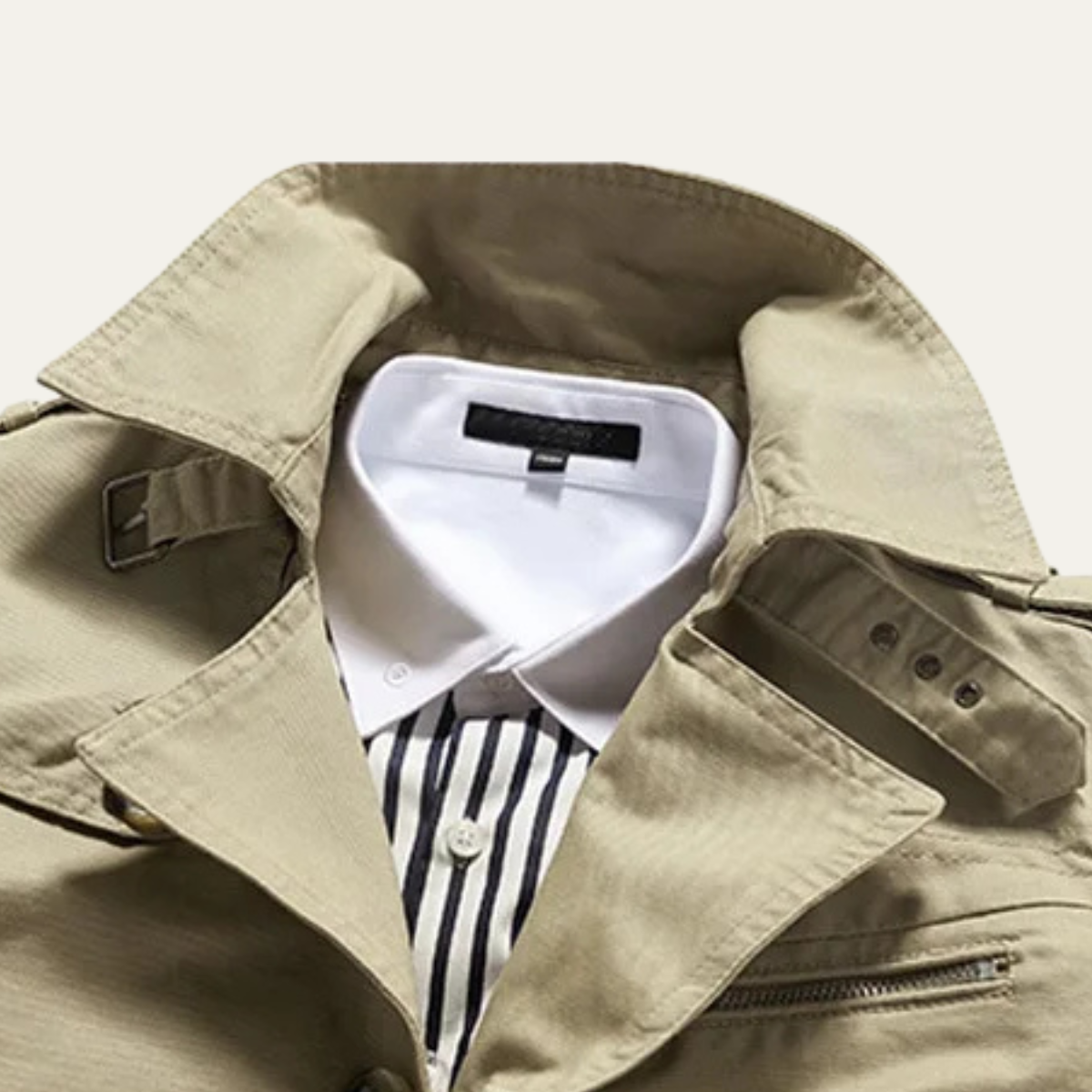 Axel | Men's Double Breasted Trench Coat Cream