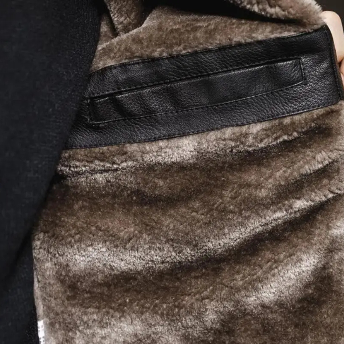 Ezra | Men's Sherpa Lined Leather Jacket Black
