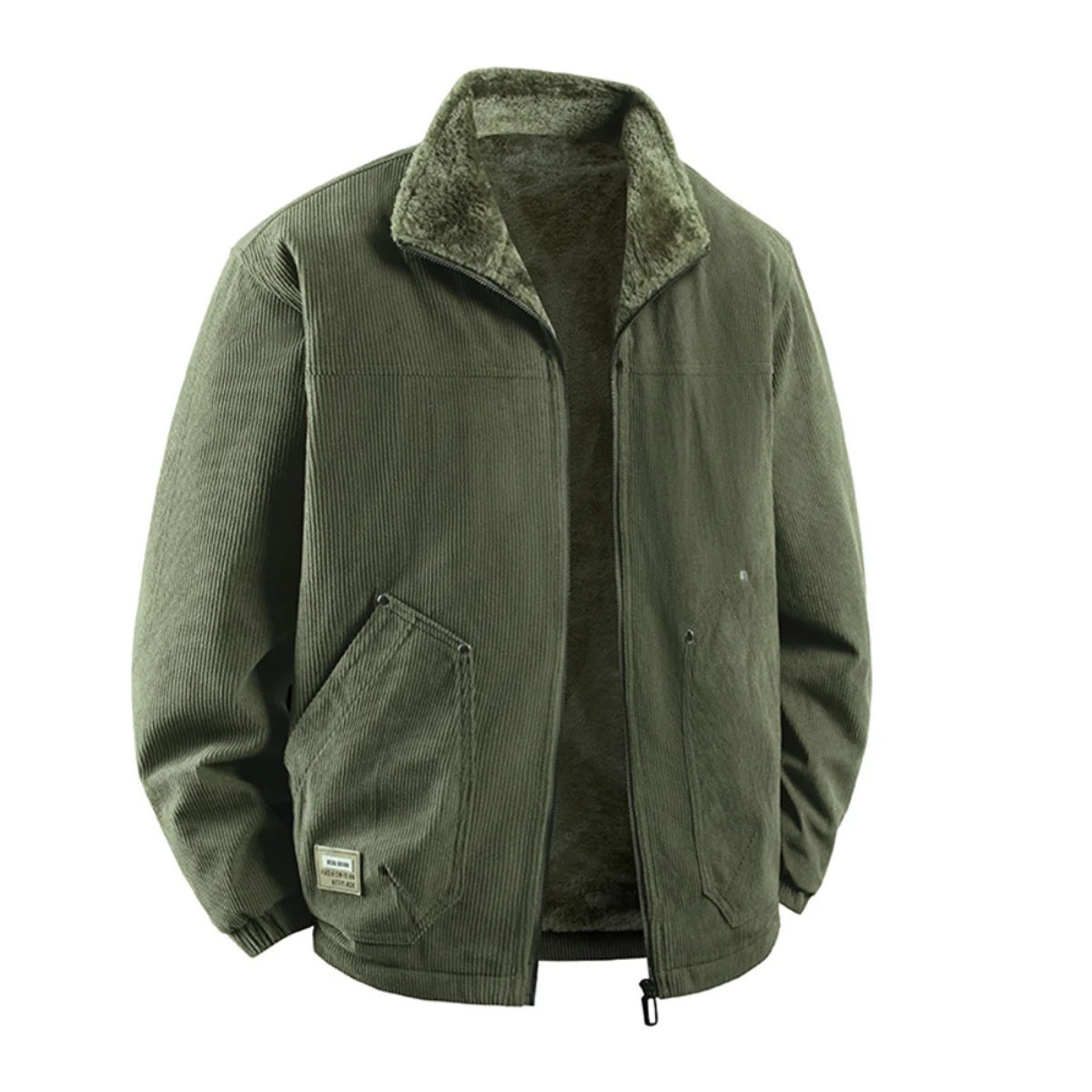 Jasper | Men's Corduroy Fleece Jacket Olive Sherpa Lined