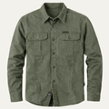 Dama Washington Beau men's casual utility shirt olive green multi pocket - front view