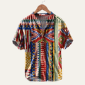 Dama Washington Axel men's boho geometric pattern button up shirt multicolor - front view