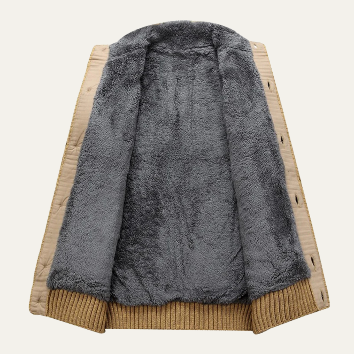 Axel | Men's Cable Knit Cardigan Cream Fleece Lined Sherpa Collar