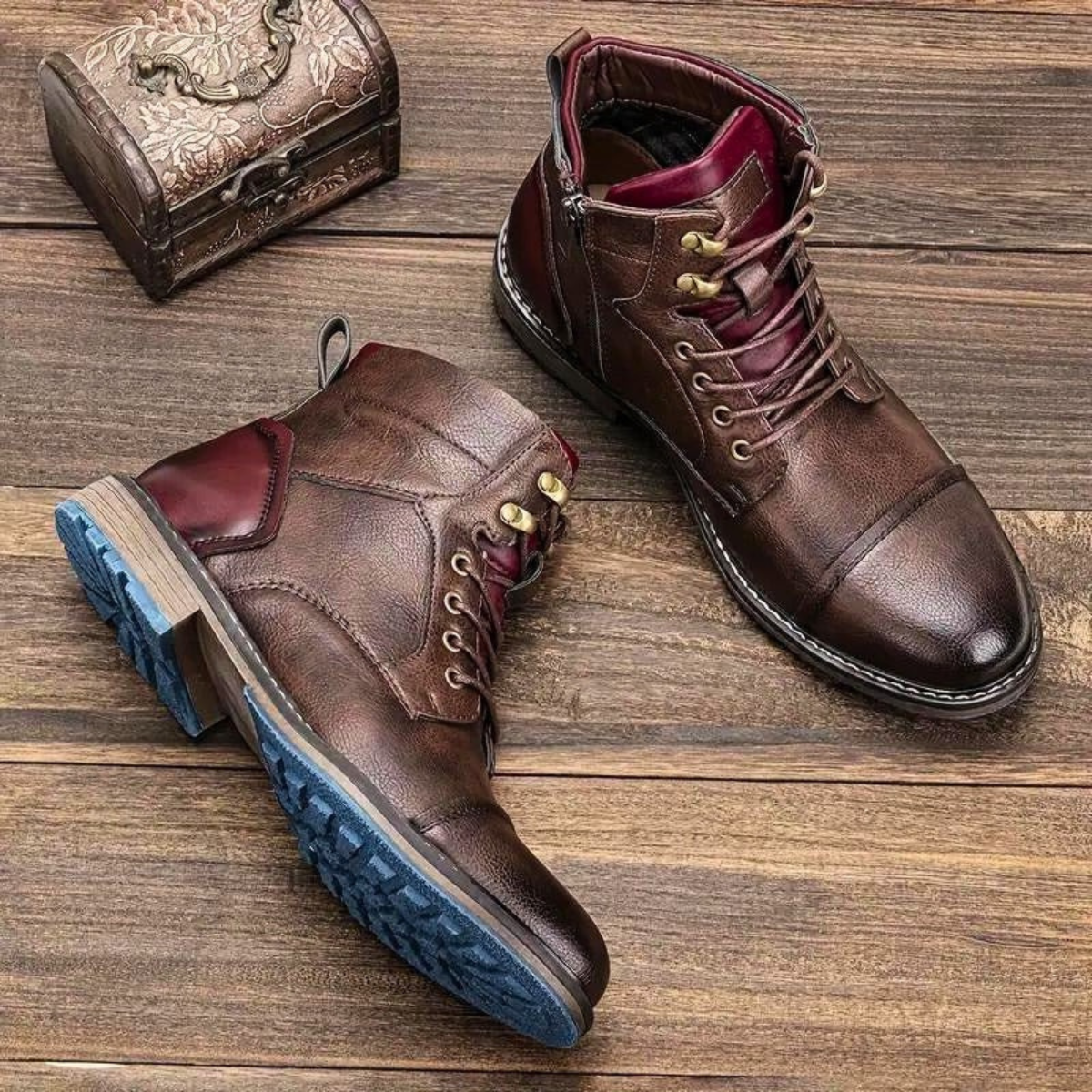 Voss | Men's Leather Work Boots Brown Lace Up
