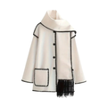 Dama Washington Sable women's wool coat cream black trim pocket detail - front view
